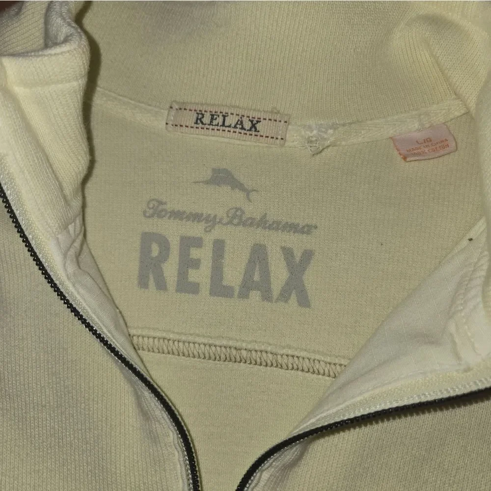 Tommy Bahama Men's Zip Up Cream Sweater Size L